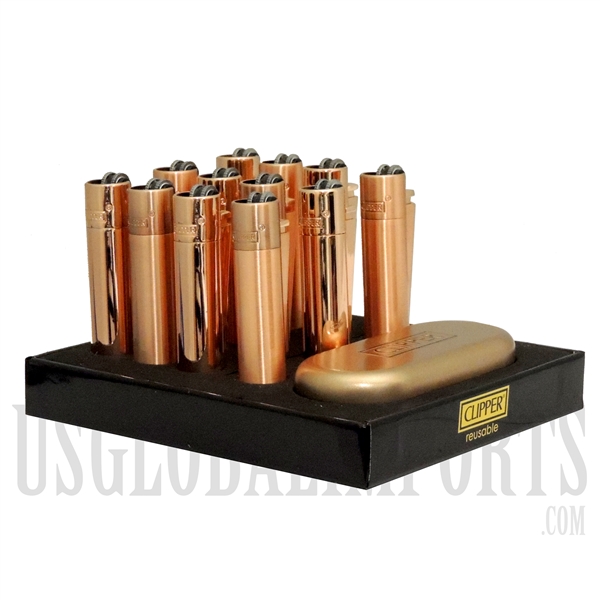 LT-26 Clipper Lighters Display 12ct | Rose Gold