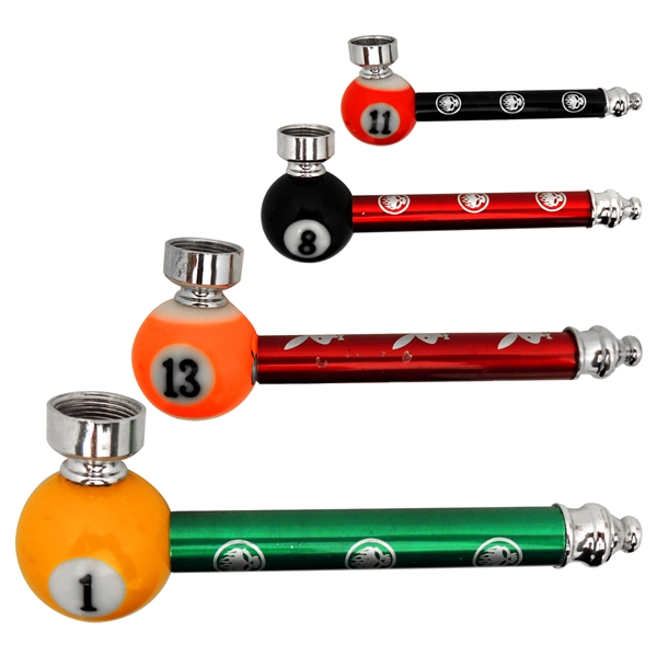 MP-0097 5" Pool Ball Metal Hand Pipes | Assorted Colors
