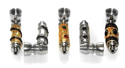 MP-10232 2" Gold + Bedasle + Jewls metal hand pipe