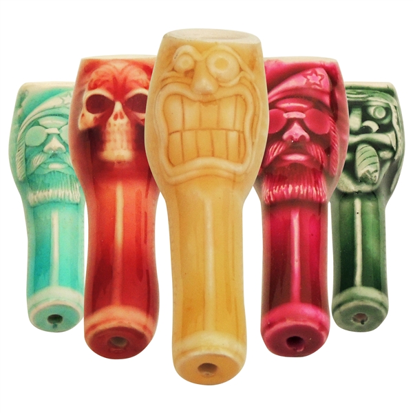 MP-220 3" Tiki Ceramic Hand Pipe | Assorted Colors
