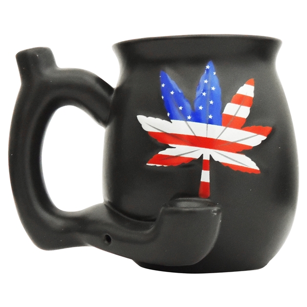 MUG-18 4.5" Leaf Mug Hand Pipe | American Flag