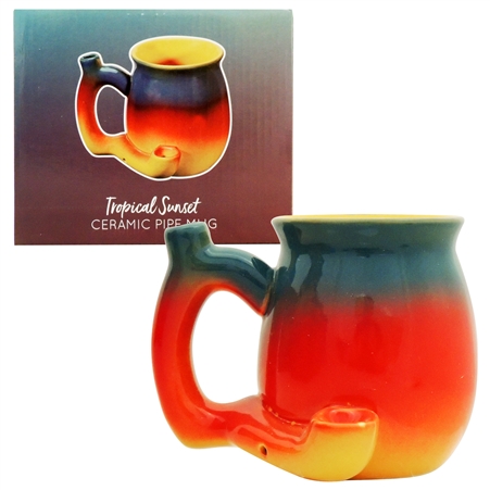 MUG-41 5" Tropical Sunset Ceramic Mug Hand Pipe