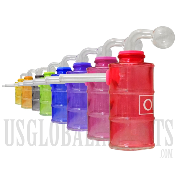 OB-176 4" Oil Barrel Oil Burner Glass Water Pipe | Colors Come Assorted