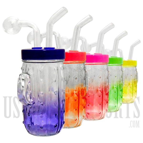 OB-180 8" Cactus Jar Oil Burner Glass Water Pipe | Colors Come Assorted