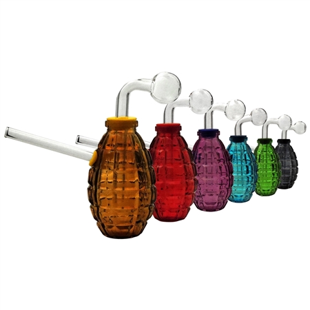 OB-210 5" Glass Oil Burner | Grenade | Colors Assorted