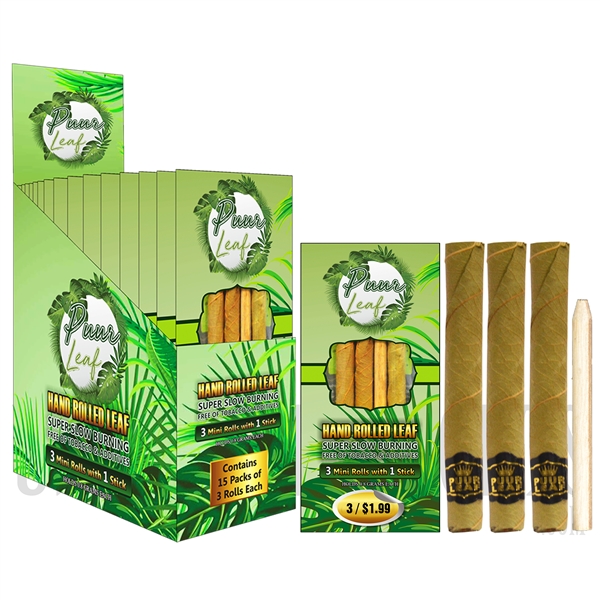 PL-101 PUUR LEAF ROLL Hand Rolled Leaf. 3 Mini Rolls and 1 Stick