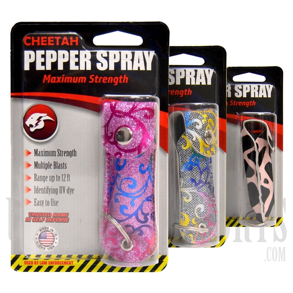 PS-8 Cheetah Pepper Spray. 3 Assorted Colors