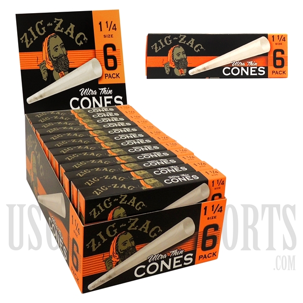 PZZ-10 Zig-Zag Ultra Thin | 1 1/4 Size | 24 Pack Of 6 Cones