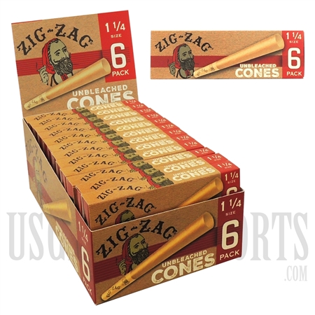 PZZ-11 Zig-Zag Unbleached | 1 1/4 Size | 24 Pack Of 6 Cones