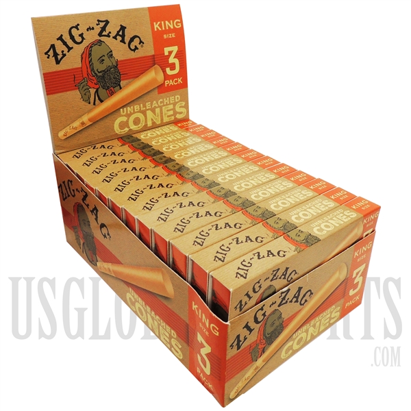 PZZ-13 Zig-Zag Unbleached | King Size | 24 Pack Of 3 Cones