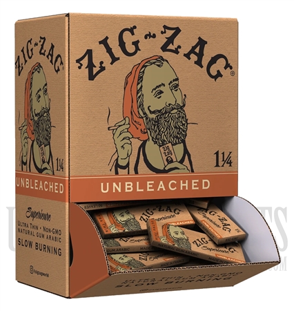 PZZ-18 Zig-Zag Unbleached | 1 1/4 Size | 48 Booklets of 32 Leaves Each