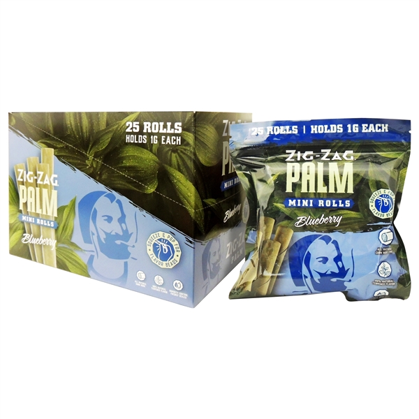 PZZ-26 Zig-Zag Mini Palm | 25 Rolls | 8 Packs | Blueberry