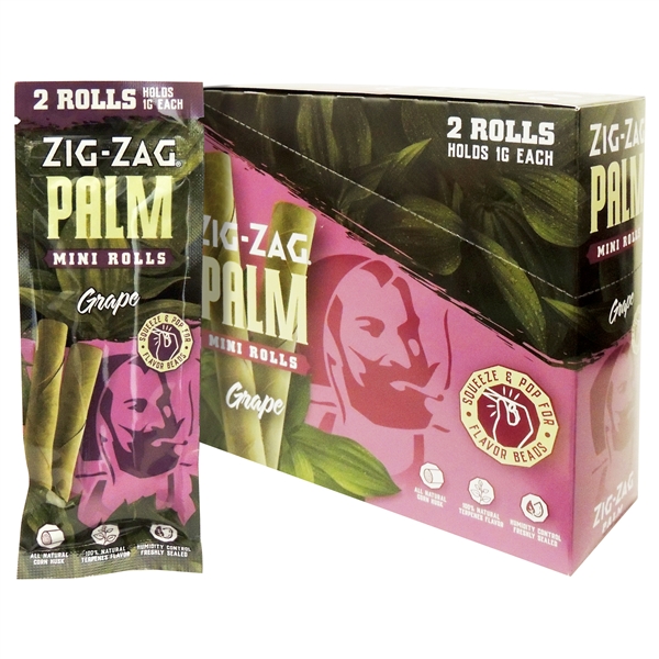 PZZ-34  Zig-Zag Palm | Mini Rolls | 2 Rolls | 15 Packs | Grape