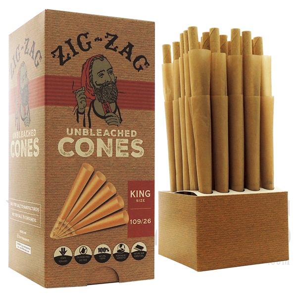 PZZ-7 Zig-Zag King Unbleached Cones | King Size | 50 Cones