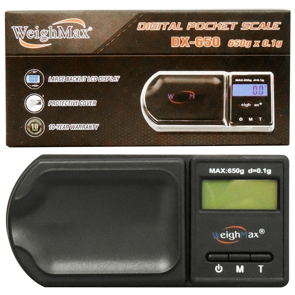 SC-115 WeighMax DX-650 | Digital Pocket Scale | 650g x 0.1g | Black