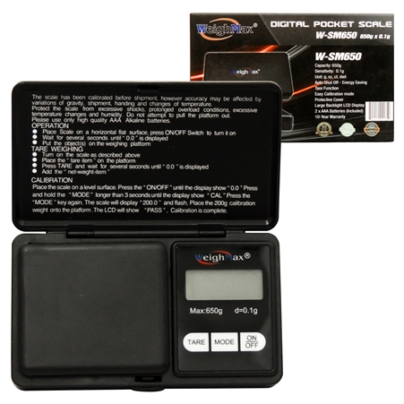 SC-133 WeighMax W-SM650 | Digital Pocket Scale | 650g x 0.1g | Black