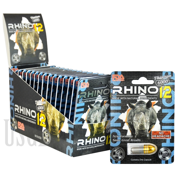 SS-52 Rhino 12 - Titanium 6K -  Male Sexual Performance Enhancement Pills. 30ct 4oz. 750mg Each Pill. FDA Registered