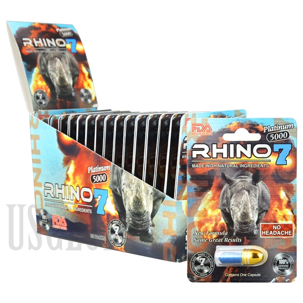 SS-54 Rhino 7 - Platinum 5K - Male Sexual Performance Enhancement Pills. 30ct 4oz. 750mg Each Pill. FDA Registered