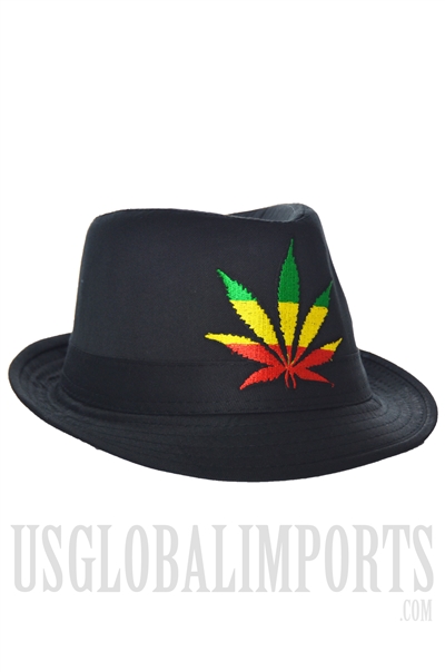 V-57 Black Fadora Style Hat With Color Design