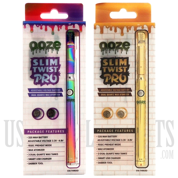 VPB-109 Ooze Slim Twist Pro Pen Battery | 3 Daul Quartz Wax Tanks | 320 mAh | 2 Color Options