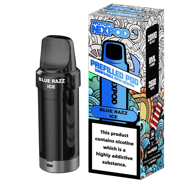 VPEN-1206-BRI Wotofo Refillable NexPod  5% | 50mg | 10ct | Blue Razz Ice