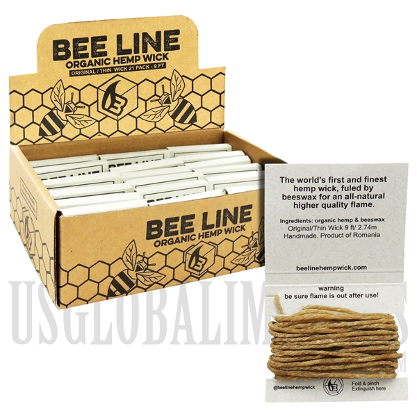 WICK-01 Bee Line Organic Hemp Wick | 9FT / 2.74m | Thin | 21 Packs