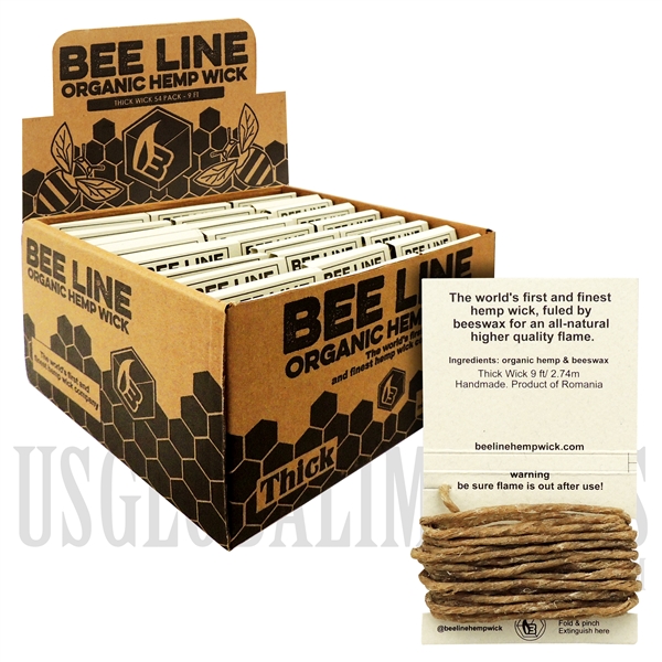 WICK-06 Bee Line Organic Gauge Wick | 9FT / 2.74m | Thick | 54 Packs