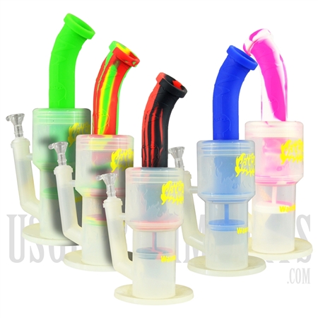 WP-1805 12" Crystor C Silicone Water Pipe + 2 Layers Perc + Magnet for Lighter. Multiple Colors Choices