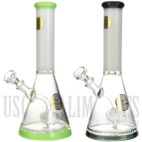 WP-1818 11" Water Pipe + Stemless + Barrel Showerhead + Color + Bougie Glass