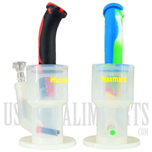 WP-1849 9" Crystor Mini Silicone Water Pipe + 2 Layers Perc + Magnet for Lighter