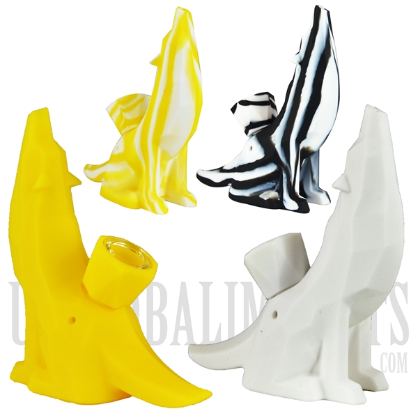 WP-1873 6" Silicone Wolf Howling Design Water Pipe