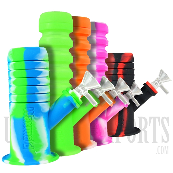 WP-1876 5.5" - 8" Silicone Spring Water Pipe by Waxmaid. Many Color Choices