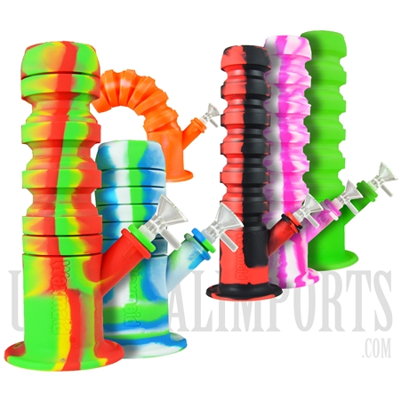 WP-1877 7"-11" Silicone Spring Water Pipe by Waxmaid. Many Color Choices