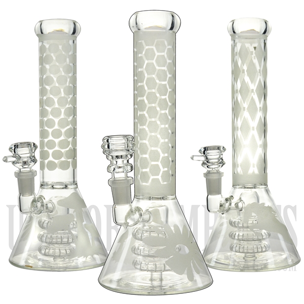 WP-1920 10" Water Pipe + Glow In The Dark + Stemless + Electric Showerhead + Ice Catcher + Frosted Design