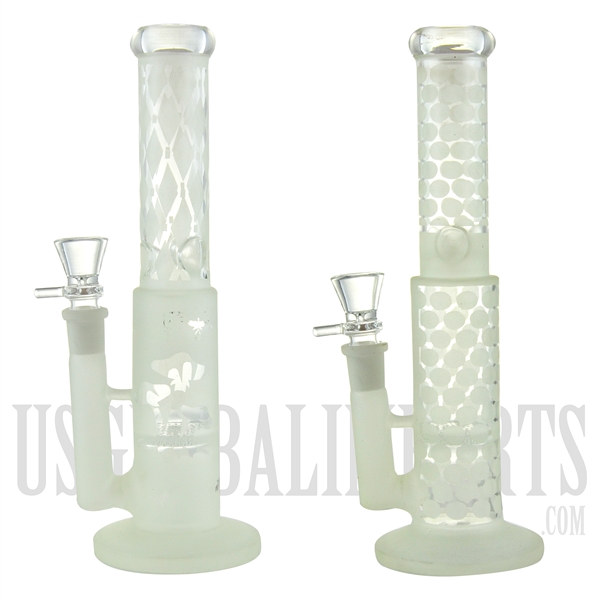 WP-1921 12" Water Pipe + Glow In The Dark + Stemless + Honeycomb + Ice Catcher + Frosted Design