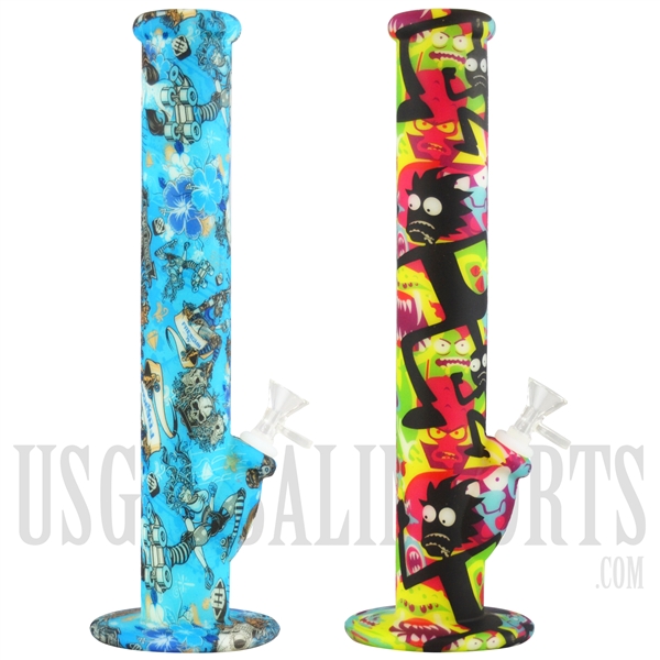 WP-1963 13" Silicone Water Pipe + Glow In The Dark + Famous Characters + Glass Bowl