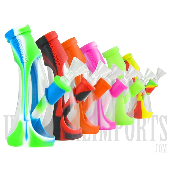 WP-2021 6" Horn Mini Silicone Water Pipes by Waxmaid. Assorted Colors