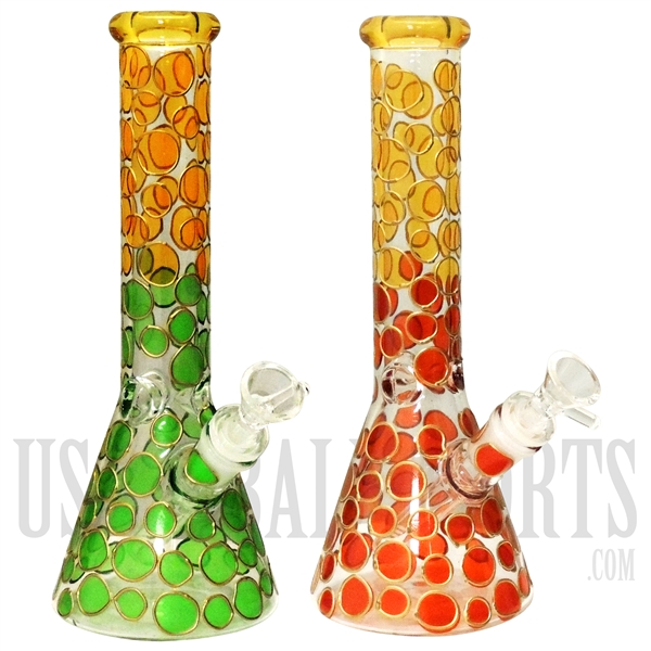 WP-2098 9" Beaker Water Pipe + Ice Catcher + Circle Transparent Design | Colors Assorted