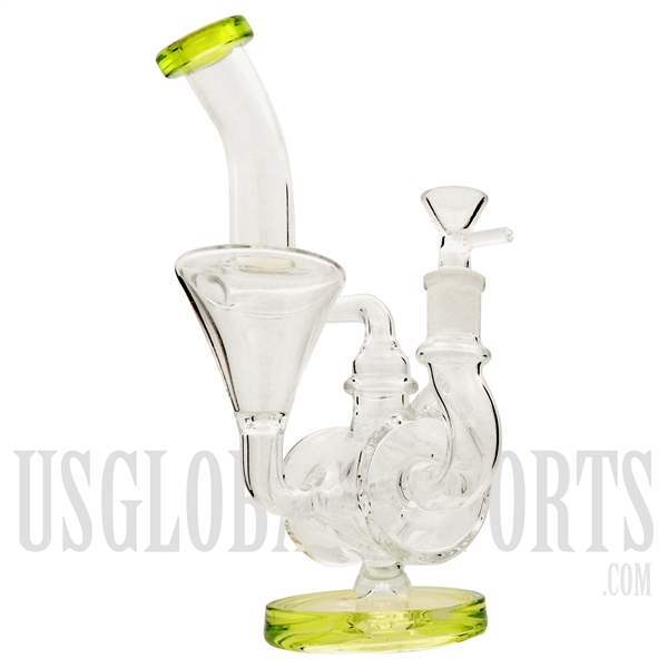 WP-2112 12" Glass Water Pipe | Inline Recycler | Long Showerhead | Assorted Colors
