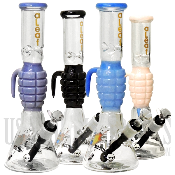 WP-2141 12.5" Beaker Water Pipe + Grenade Neck + Ice Catcher + Downstem | 6 Color Choices