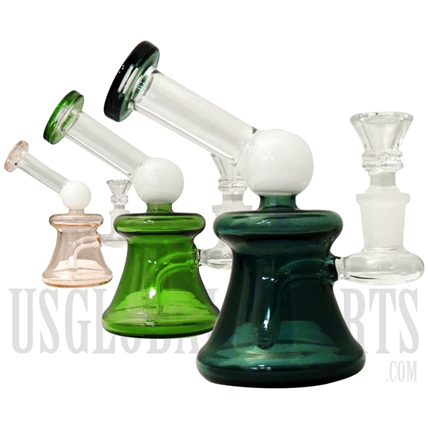 WP-2153 3" Beaker Long Neck Glass Water Pipe | Stemless | Assorted Color Designs