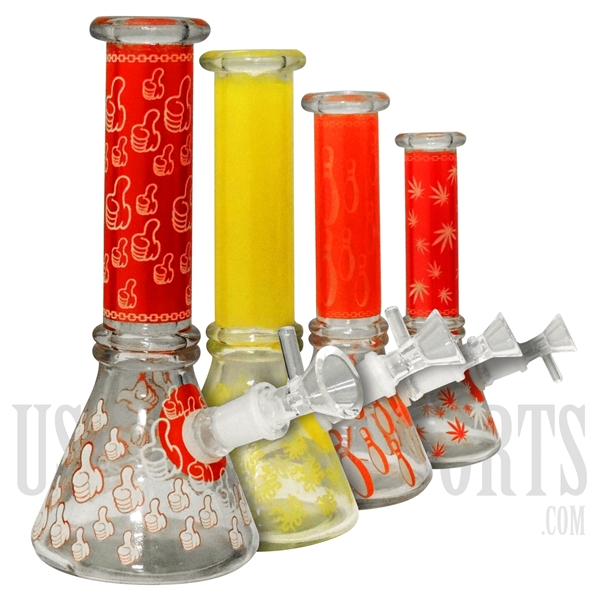 WP-2163 7" Beaker Water Pipe + Decal Design | Color Come Assorted