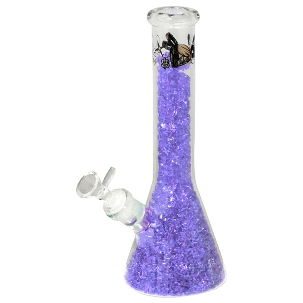 WP-2164 10" Diamond Filled Beaker Water Pipe + Decal | Purple