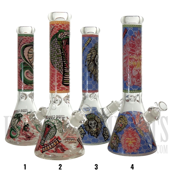 WP-2190 15" Hash King Water Pipe Beaker | Ice Catcher + Downstem | Assorted Designs