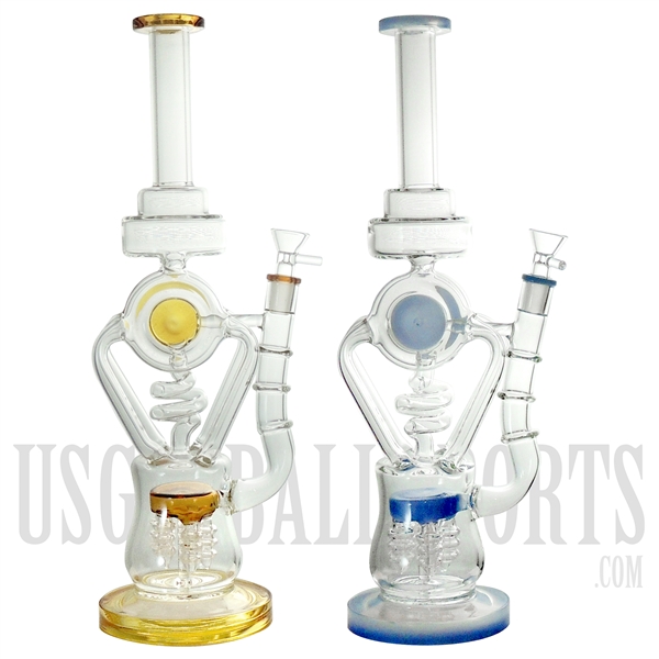 WP-2193 15" Chamber Center Piece Water Pipe | Screw Dome Perc + Chambers + Stemless | Color Come Assorted