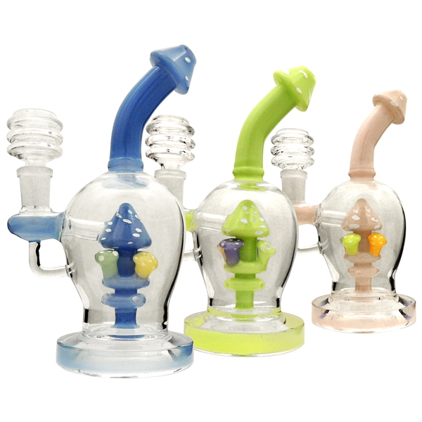 WP-2210 7.5" Mushroom Glass Water Pipe | Dome Perc l Stemless | Assorted Colors
