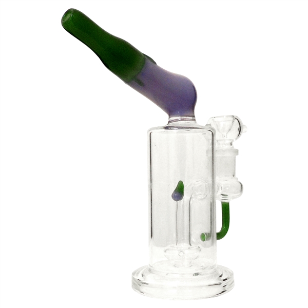 WP-2212 8" Eggplant Glass Water Pipe | Dome Perc l Stemless | Assorted Colors