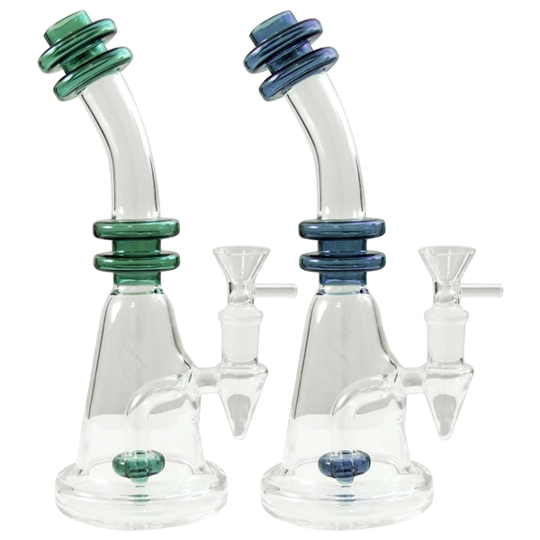 WP-2266 9" Beaker Water Hand Pipe + Dome Perc + Stemless | Assorted Colors