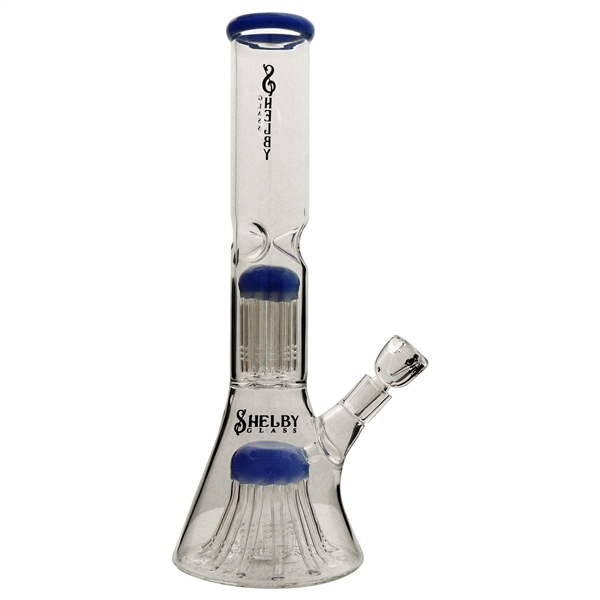 WP-2322 13.5" Shelby Glass Water Pipe | Showerhead + Stemless + Dome / Tree Perc + Ice Catcher | Blue