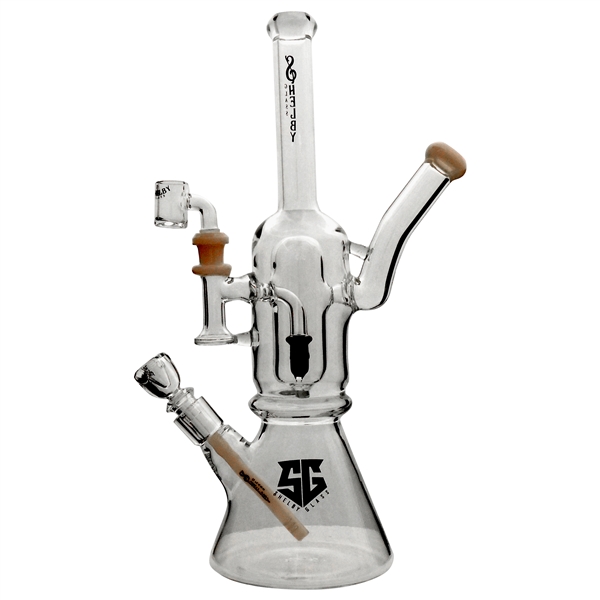 WP-2324 16.25" Shelby Glass Beaker Water Pipe | Showerhead + Downstem + Stemless + Chambers | Assorted Colors